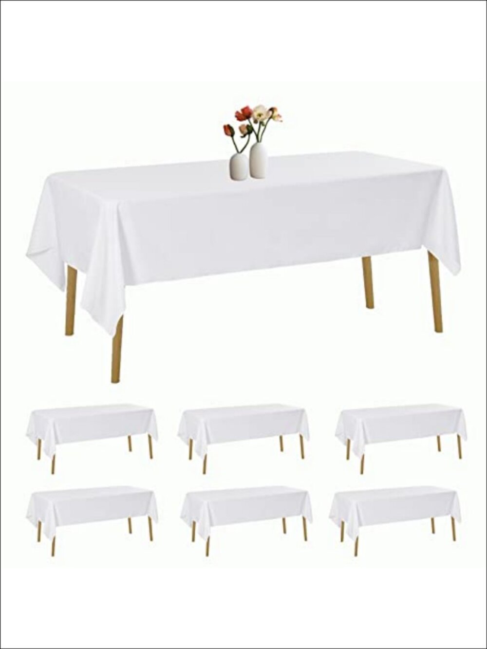 6 Pack Rectangle Tablecloth 60x102 Polyester Fabric Wrinkle Resistant for Party